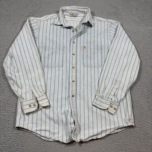 Vintage 80s Carhartt Men Sz XL Rugged Outdoor Wear Button Up Shirt Stripe